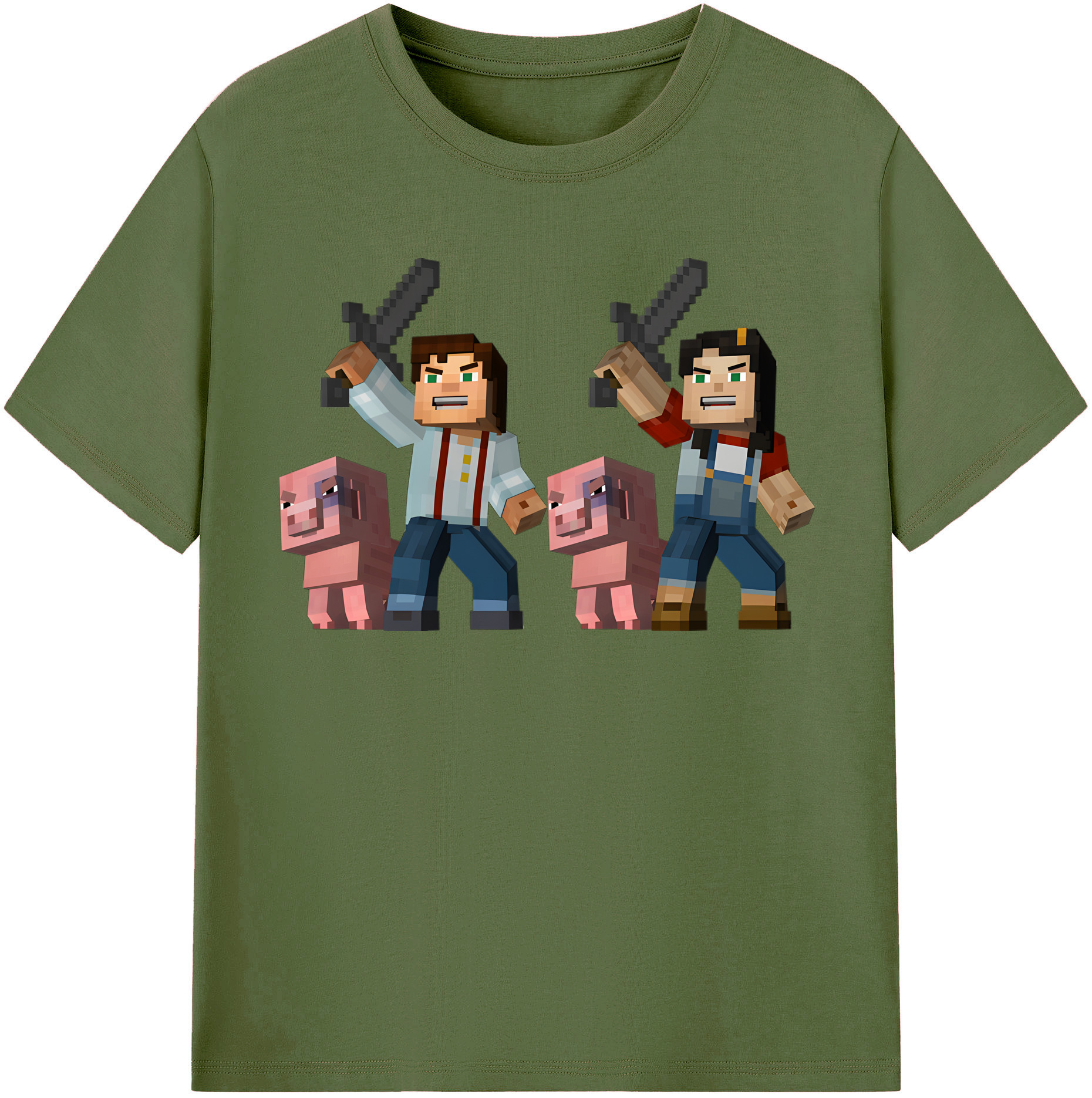 （画像用） マインクラフト ブロックの世界 Minecraft MC Block world 綿100％半袖Tシャツ（フロントプリント）